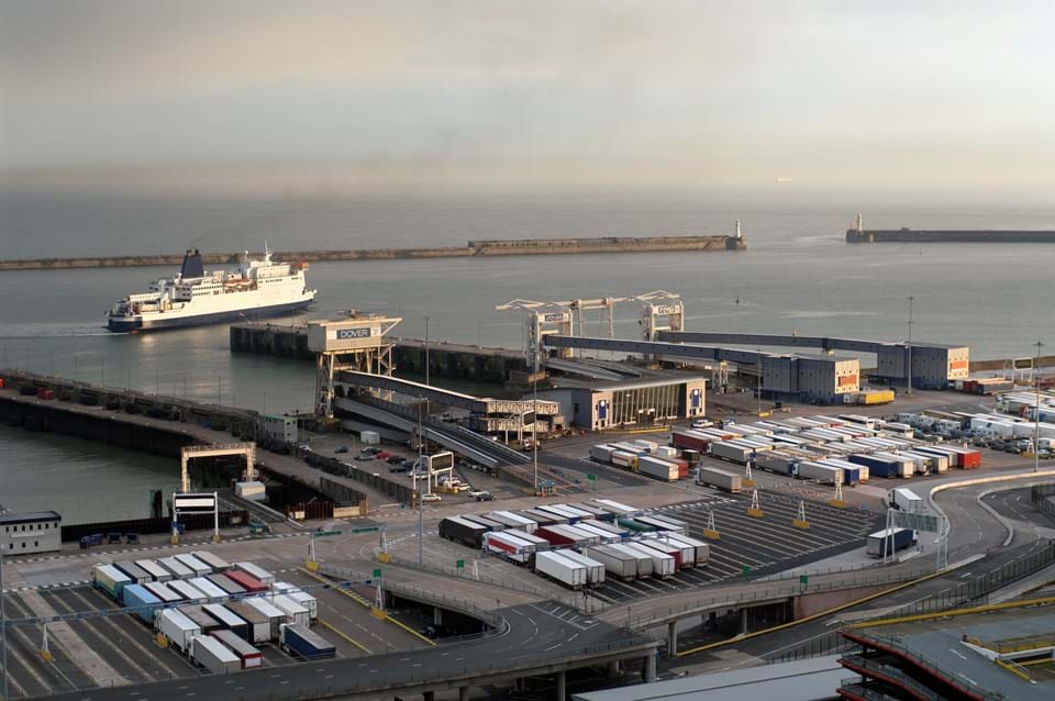 dover port with a ship in the sea