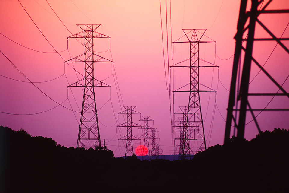 Pylons at sunset
